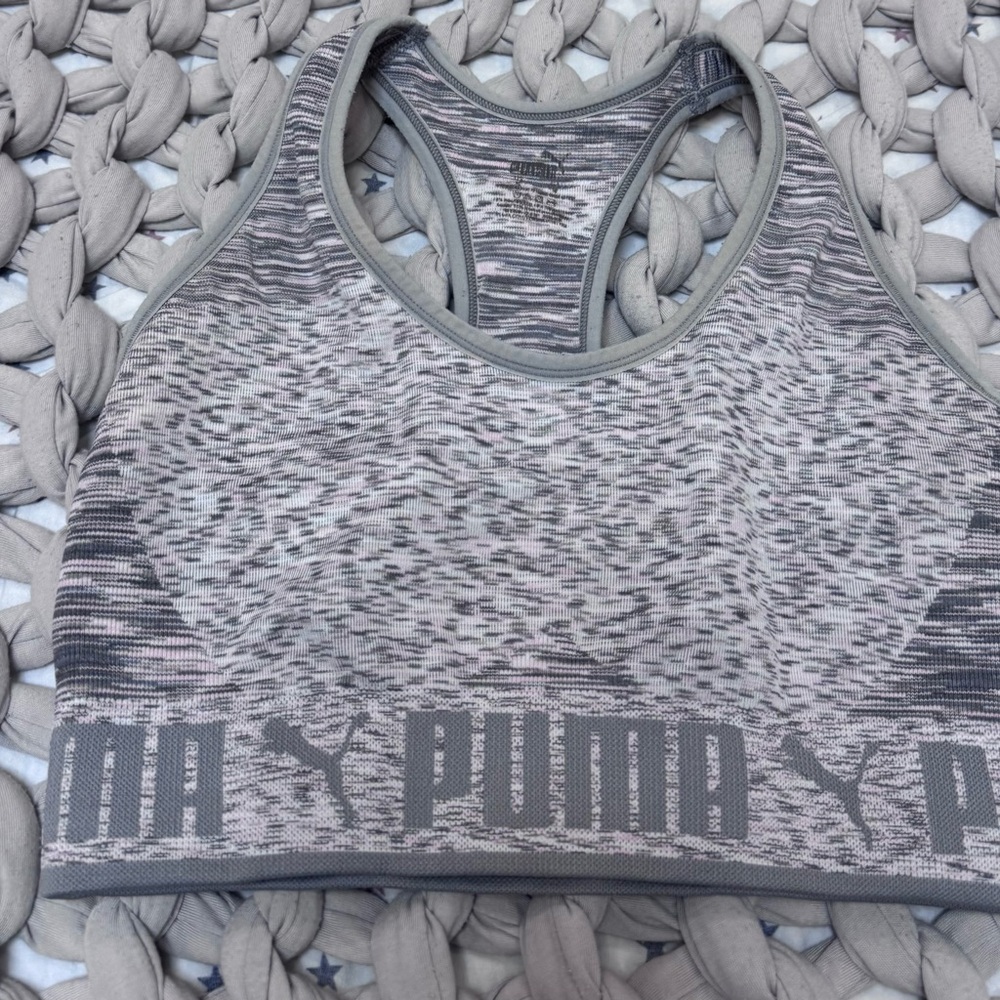 Puma Gray Heather Seamless Racerback Sports Bra